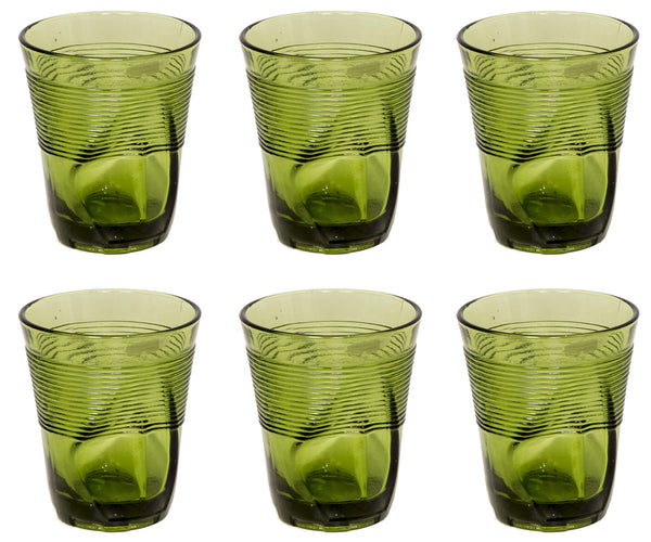 Set mit 6 zerknitterten Gläsern 36 cl Ø9 cm aus grünem Kaleidos-Pressglas sconto