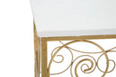 Porta Telefono Spiral Coppia 34x34x70-29x29x60 cm in Ferro e Marmo Oro e Bianco