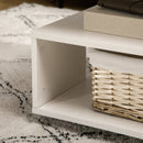 Tavolino da Caffè Asimmetrico 60x60x45 cm con Ripiani e Piedini Regolabili in Legno Bianco