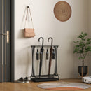 Portaombrelli 50x24x68 cm con Vaschetta per l'Acqua 21 Fori e 24 Ganci in Acciaio Nero   