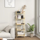 Scaffale Bagno 43,5x31,5x142 cm  a 5 Ripiani Regolabili in Bambù   