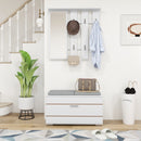 Mobile Guardaroba per Ingresso Appendiabiti Specchio Panca Scarpiera Bianco    