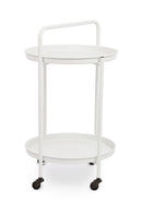 Tavolino da Esterno Carrello con Ruote Ø44,5x70h cm in Acciaio Austin Twin Bianco 