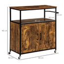Carrello da Cucina con Ripiano Aperto 90x40x90 cm in Truciolato e Acciaio Marrone