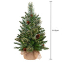 Mini Albero di Natale Artificiale Abete H60 cm con Sacco e Glitter e 60 Tips Verde