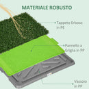 Toilette per Cani da Interno ed Esterno con Prato Sintetico 67x41x3.5cm Verde      