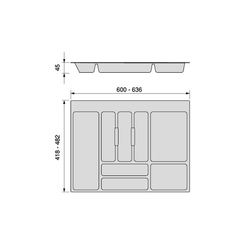 Portaposate per Cassetti 70 cm in Plastica Emuca Optima Grigio