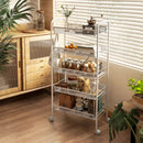 Carrello da Cucina Salvaspazio 5 Livelli con Cestini a Rete in Acciaio 45x26,5x106 cm Bianco 