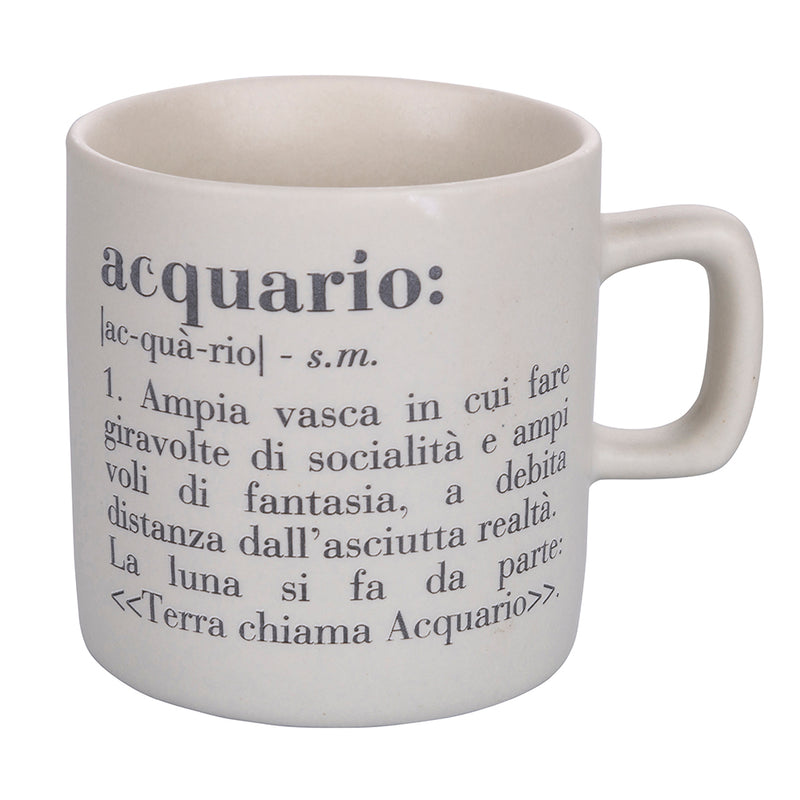 Tazzina Caffè Zodiaco "acquario" Ø6x6,5 cm in Bone China VdE Tivoli 1996 Bianco