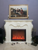 Camino Elettrico da Pavimento 102x120x33 cm Effetto Fiamma 1500W Perla mini Bianco