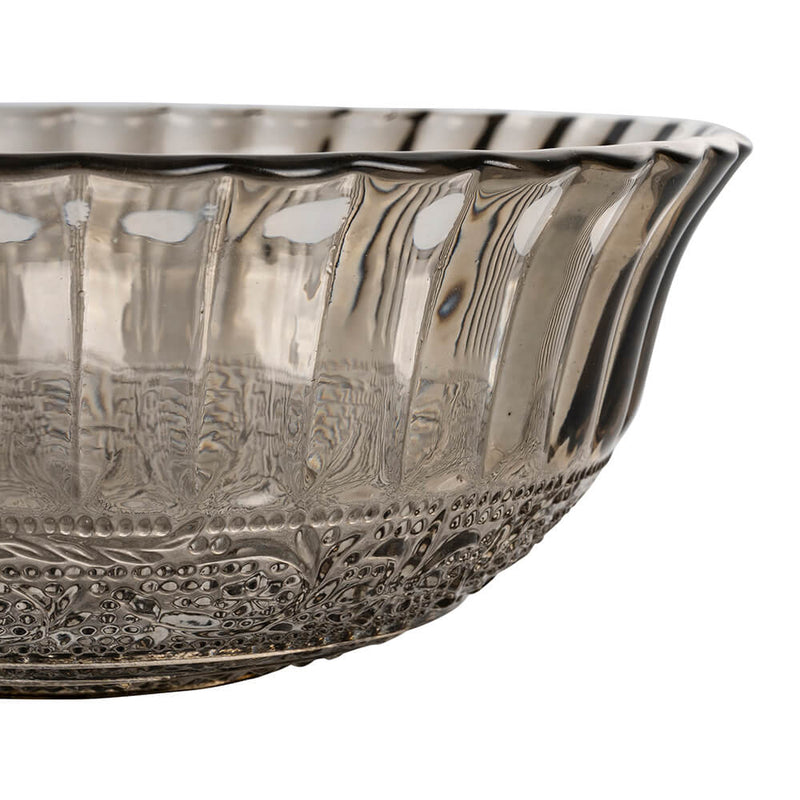 Set 2 Insalatiere con Decoro in Rilievo in Vetro VdE Tivoli 1996 Imperial Fumè e Grigio