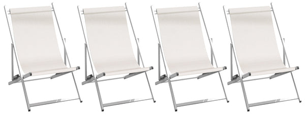 sconto Set mit 4 Garten-Meerliegen 60 x 100 x 79 cm aus Aluminium und ecrufarbenem Textilene