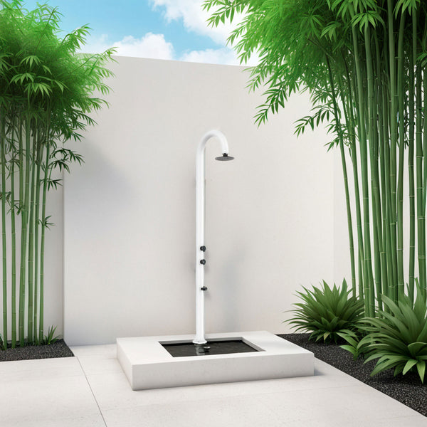 Doccia da Giardino in Alluminio con Soffione e Lavapiedi Sined Luna Alu Bianco acquista