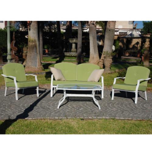 Komplettes Wohnzimmersofa mit Sesseln und Couchtisch aus Glas für Gartenmöbel im Freien  acquista