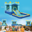 Castello Gonfiabile per Bambini 364 x 173 x 182 cm Scivolo Trampolino Piscina per  Palline o Acqua Canestro in Tessuto Oxford Blu      