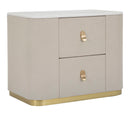 Comodino Beauty 60x47x40 cm in Legno MDF e Metallo Crema/Oro