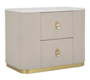Comodino Beauty 60x47x40 cm in Legno MDF e Metallo Crema/Oro