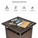 Tavolino da Giardino 55,5x55,5x46 cm in Rattan e Acciaio Marrone
