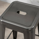 Set 4 Sgabelli Bar Impilabili con Poggiapiedi Stile Industriale 43x43x76 cm in Acciaio Argento      