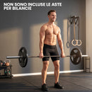 Set Dischi Palestra Olimpici 2x10 kg Ø32x4 cm con Foro Ø50 mm e 3 Maniglie Ergonomiche in Metallo e Gomma Nero      