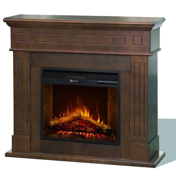 acquista Camino Elettrico da Terra 110x36x100 cm Cambridge In Legno Noce