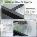 Tavolo da Pranzo Allungabile da Giardino 80-160x80x75 cm con Piano in Vetro e Alluminio Nero e Trasparente      