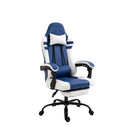 Sedia da Gaming Ergonomica con Poggiapiedi  Blu e Bianco
