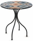 Tavolo da Giardino Tondo Ø70 cm in Ferro con Mosaico Soriani Modern