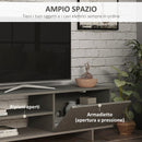 Mobile TV 160x35,6x44 cm con Armadietto e Mensola in Legno Grigio Seconda Scelta
