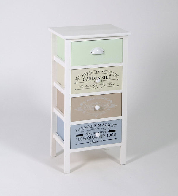 prezzo Kommode mit 4 Schubladen aus Massivholz 38x28x72 cm Fumer Allegra Bianca