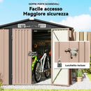 Capanno da Giardino 238x364x194 cm con 4 Prese d'Aria e Porte Doppie con Serratura in Metallo Marrone      