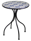 Set Tavolo e 2 Sedie Pieghevoli da Giardino con Mosaico in Metallo Cagliari