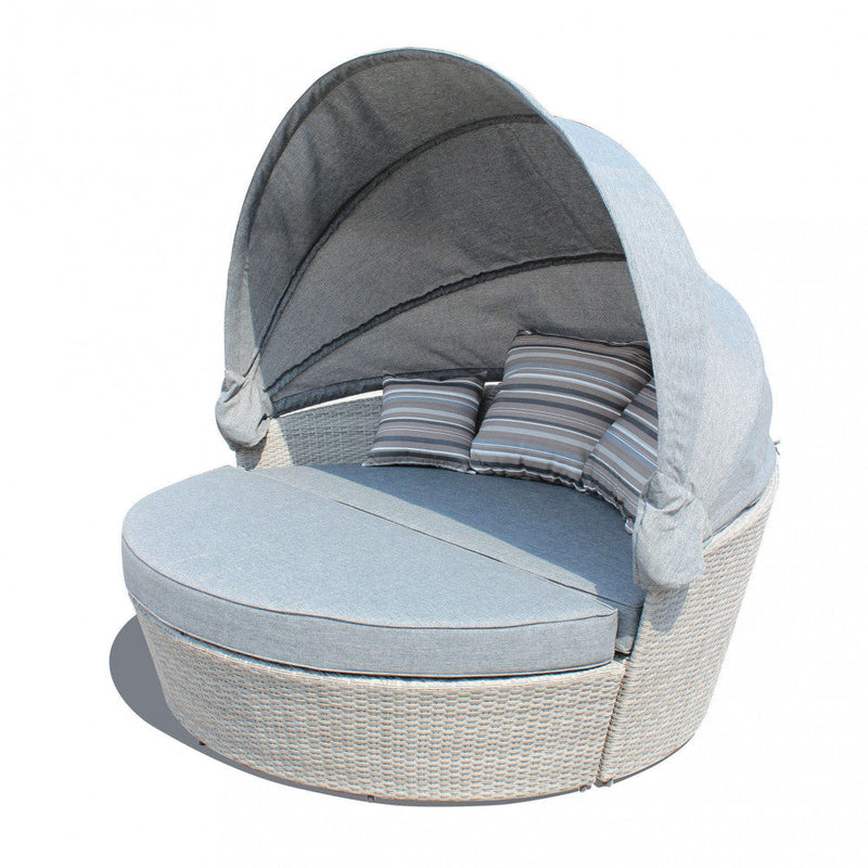 Divano Letto da Esterno Brasile con Cuscini Ø180x80 h cm in Wicker Grigio