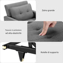 Poltrona Letto Singolo 91,5x83x90 cm Chaise Lounge Seduta Ergonomica in Poliestere Grigio      