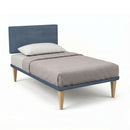 Letto 1 Piazza e Mezza con Rete Rivestita Microfibra Blu Tessis Testata Square Varie Misure