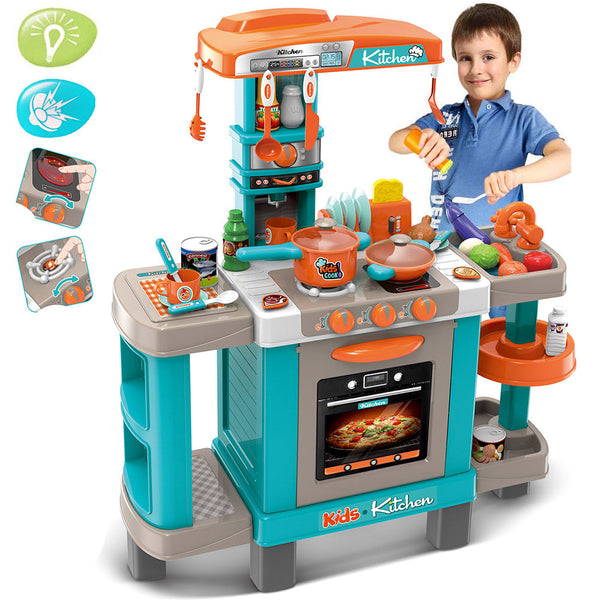 prezzo Cucina Giocattolo Bambini con Luci e Suoni 34 Accessori Gioco 87x78x29cm Azzurro