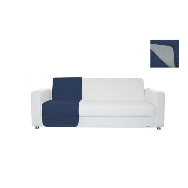 sconto Bezug für 1-Sitzer-Sofa 60 x 190 cm in Doubleface Mikrofaser Dunkelblau/Hellgrau