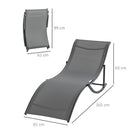 Set 2 Lettini Prendisole Pieghevoli 61x165x63 cm in Alluminio e Textilene Nero e Grigio Scuro