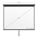 Telo Proiettore 120"" Regolabile con Montaggio a Soffitto e Parete Formato 4:3 244x8,6x183cm Bianco e Nero
