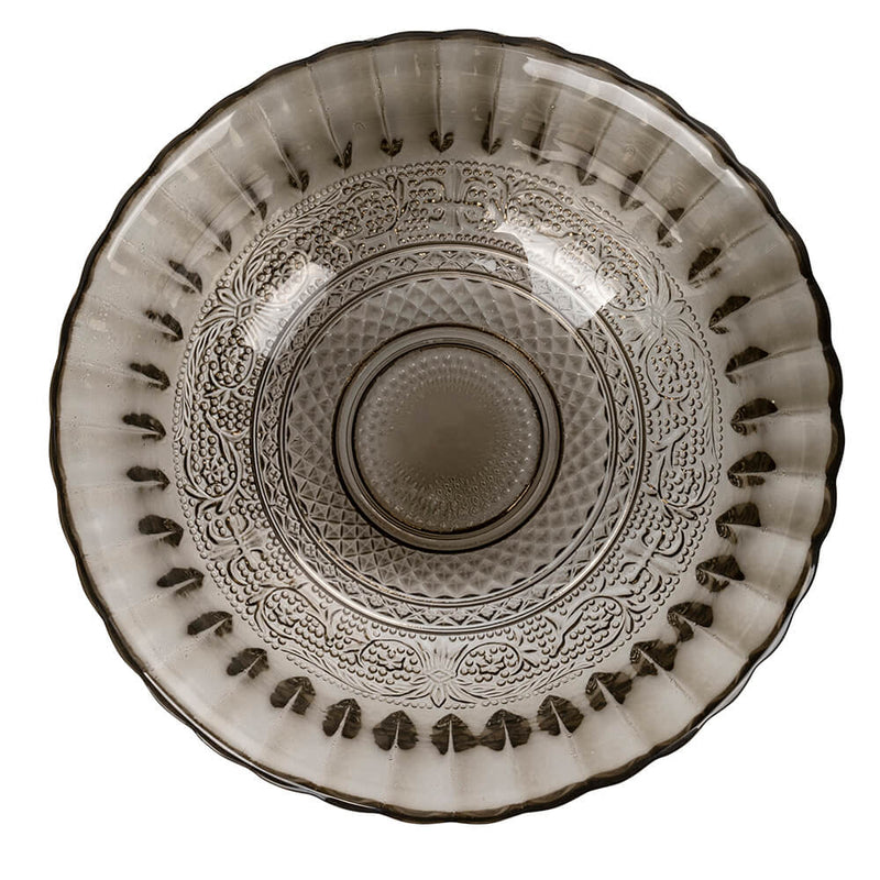 Set 2 Insalatiere con Decoro in Rilievo in Vetro VdE Tivoli 1996 Imperial Fumè e Grigio