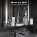 Specchio Bagno a Parete Luce LED a 3 Colori Mensola in Vetro 50x12x70 cm 