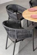 Set 4 Sedie 57x60x80h cm con Braccioli e Cuscini Florencia Antracite