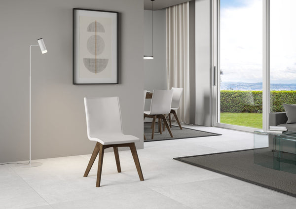 Sedia 52x52x87 cm Trudy gambe noce in Similpelle Bianco online