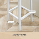 Set 2 Sgabelli da Cucina con Piano Liscio e Poggiapiedi 32,5x32,5x65 cm in Truciolato e Acciaio Bianco