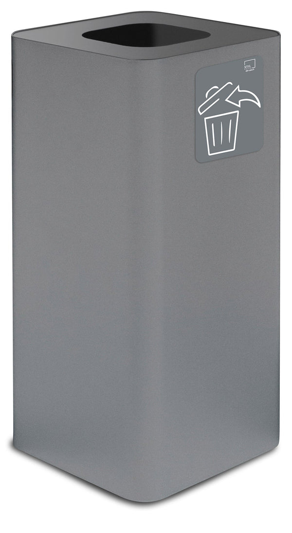 prezzo Pattumiera Per Raccolta Rifiuti 38x38xh80 cm In Acciaio Verniciato con Pittogramma Magnetico Grigio