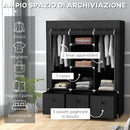 Armadio Guardaroba Pieghevole Salvaspazio 125x43x162,5 cm in Tessuto Nero      