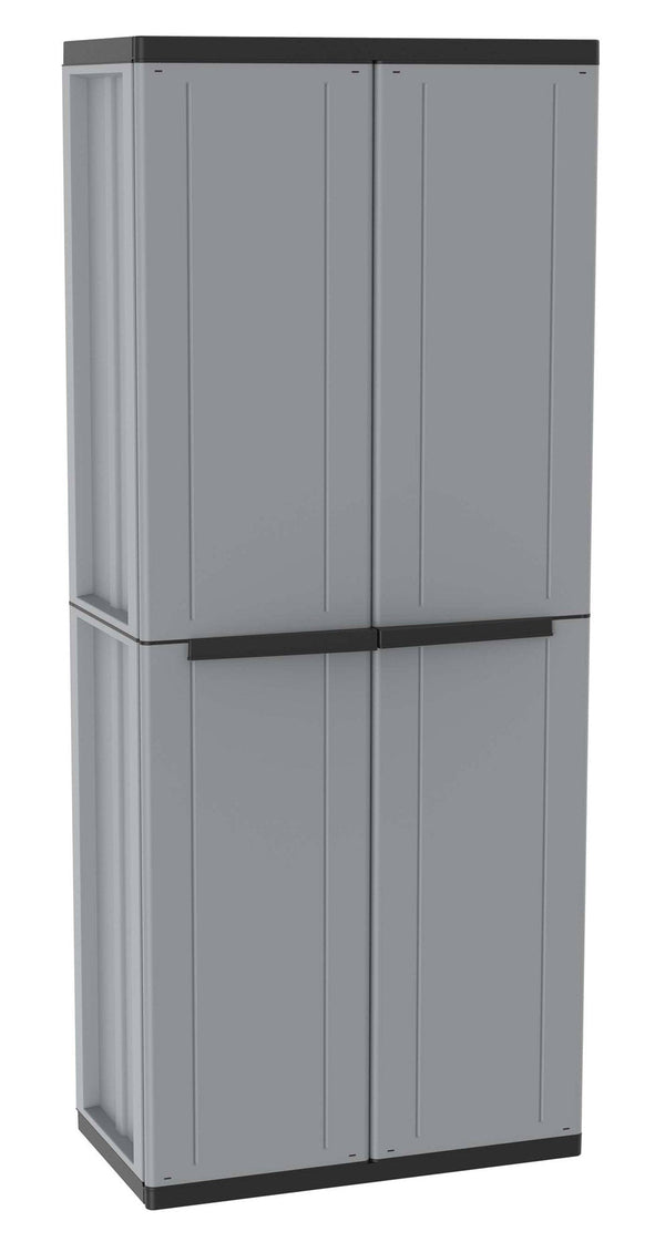 Armadio Modulare da Esterno 68x37,5x163,5 cm 2 Ante 3 Ripiani in Polipropilene Jline Grigio e Nero acquista