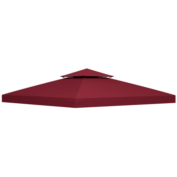 Tetto di Ricambio per Gazebo 3x3 m a 2 Livelli e Anti UV con Presa d'Aria in Poliestere Rosso prezzo