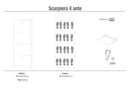 Scarpiera 4 Ante 63x154x18 cm Bianco Fiammato