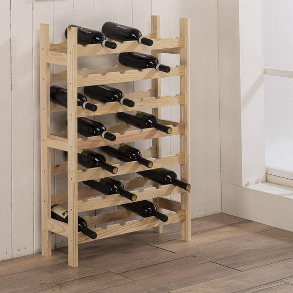 sconto Weinregal 42 Flaschen 63 x 25 x 98 cm in unlackierter Kiefer natur